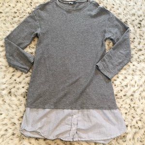 Zara layered dress gray striped button down
